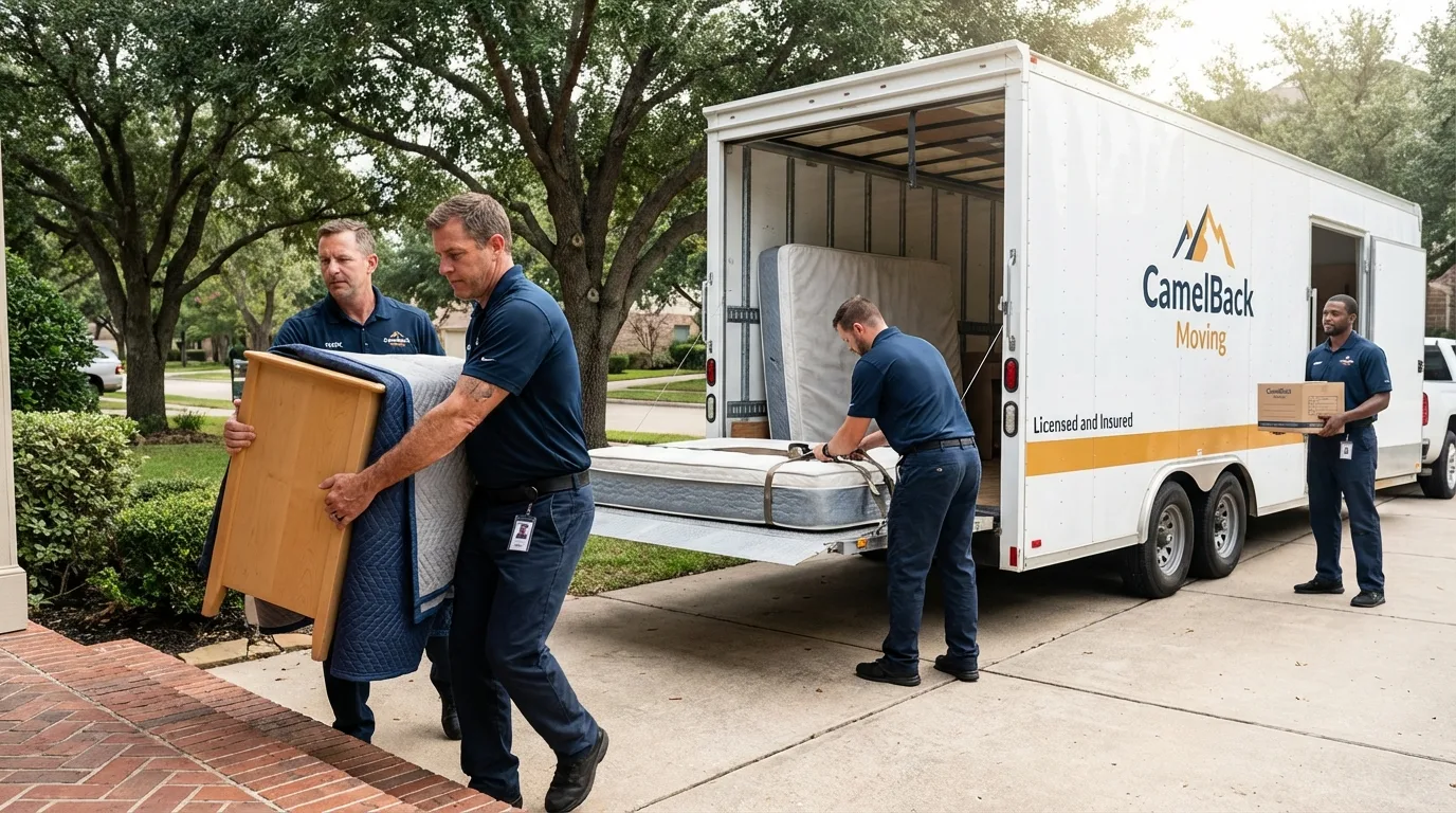 Crew loading residential truck for cross-state move from Vincent, AL