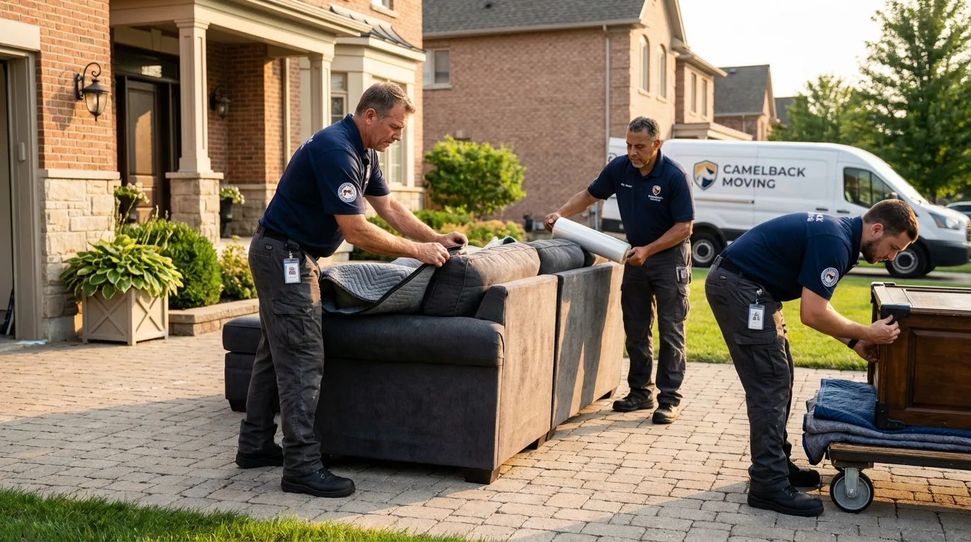 Large estate moving crew wrapping furniture in Vincent, AL