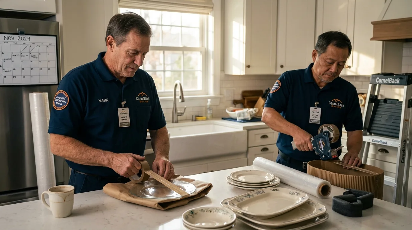 Professional crew packing kitchen dishware in Vincent, AL